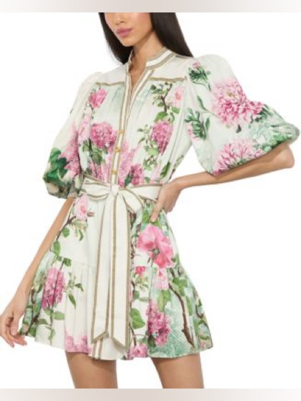 Alice + Olivia Cora Voluminous Tiered Mini Shirt Dress โ Size S